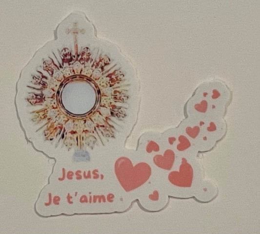 "Jesus, je t'aime." Mini Sticker (Jesus, I love You in French)