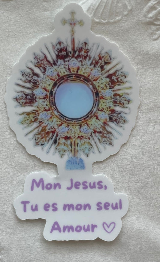 "Mon Jesus Tu es mon seul Amour" Mini Sticker (Jesus, You are my Only One Love in French) (This is a pre order item. Ship within 3 weeks)